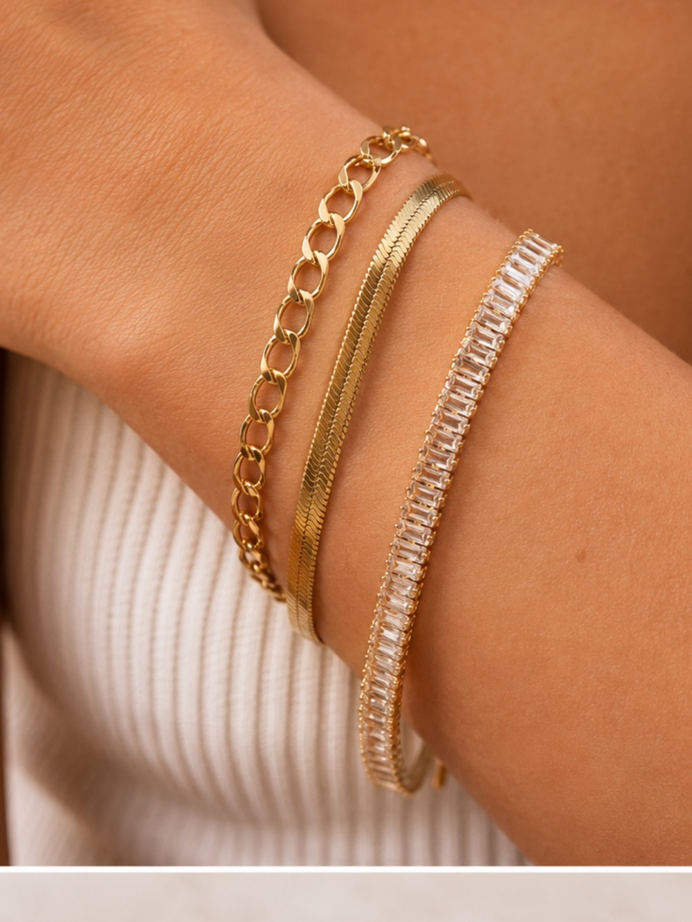 18K Gold Baguette Diamond Tennis Bracelet Luxury Link Bracelet 7-8” Statement - Picture 4 of 4